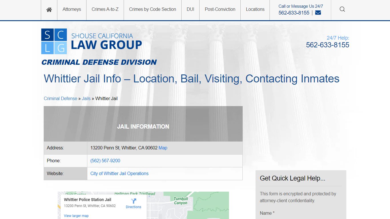 Whittier Jail Info - Location, Bail, Visiting, Contacting Inmates
